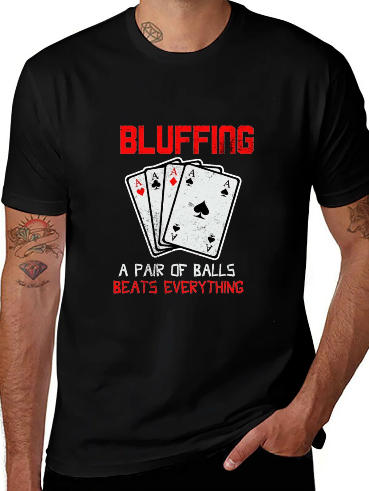 Bluffing Poker Ace Card Graphic T-Shirt product image 1