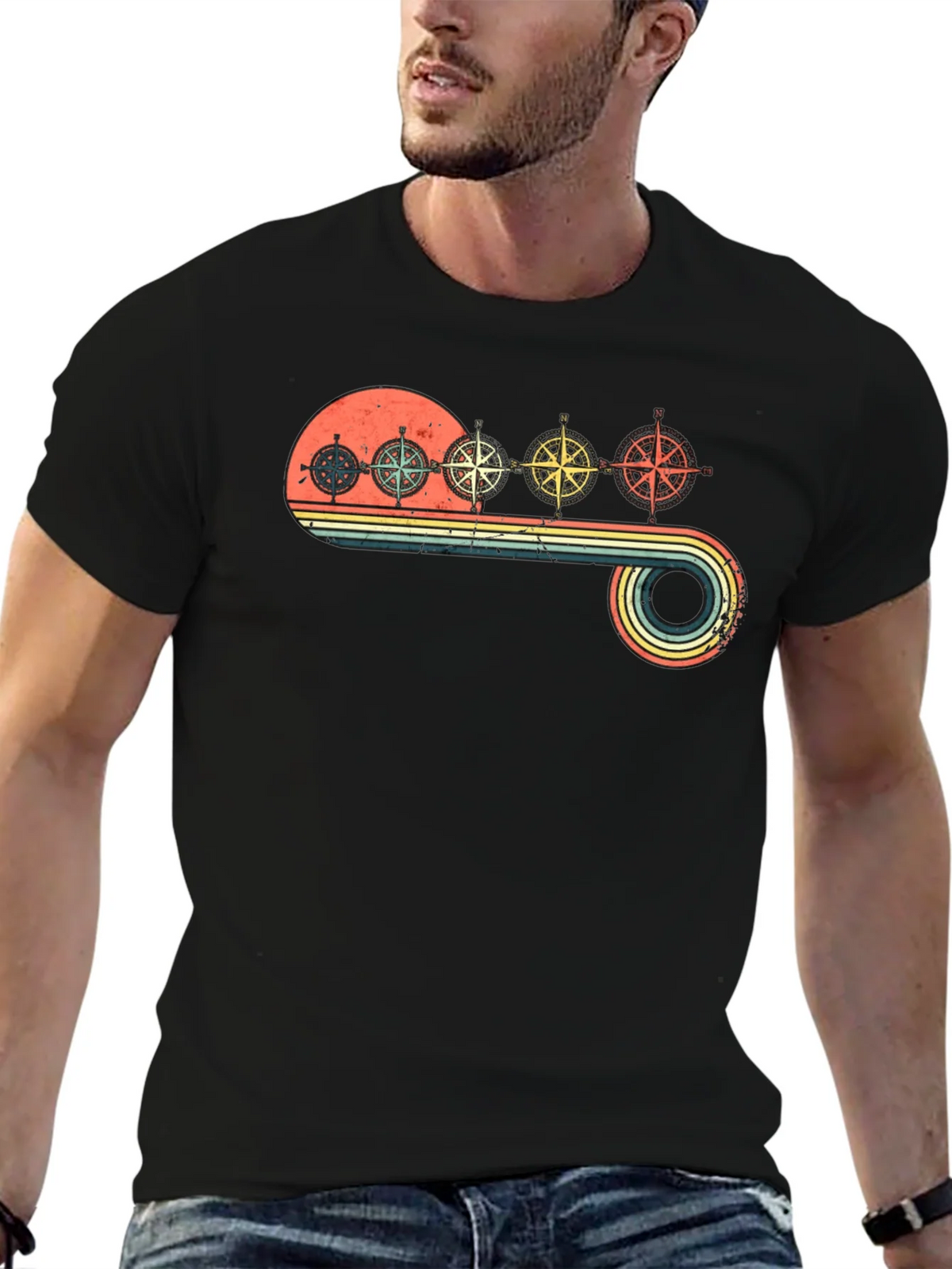 Vintage Compass T-Shirt - Retro Nautical Design product image 6