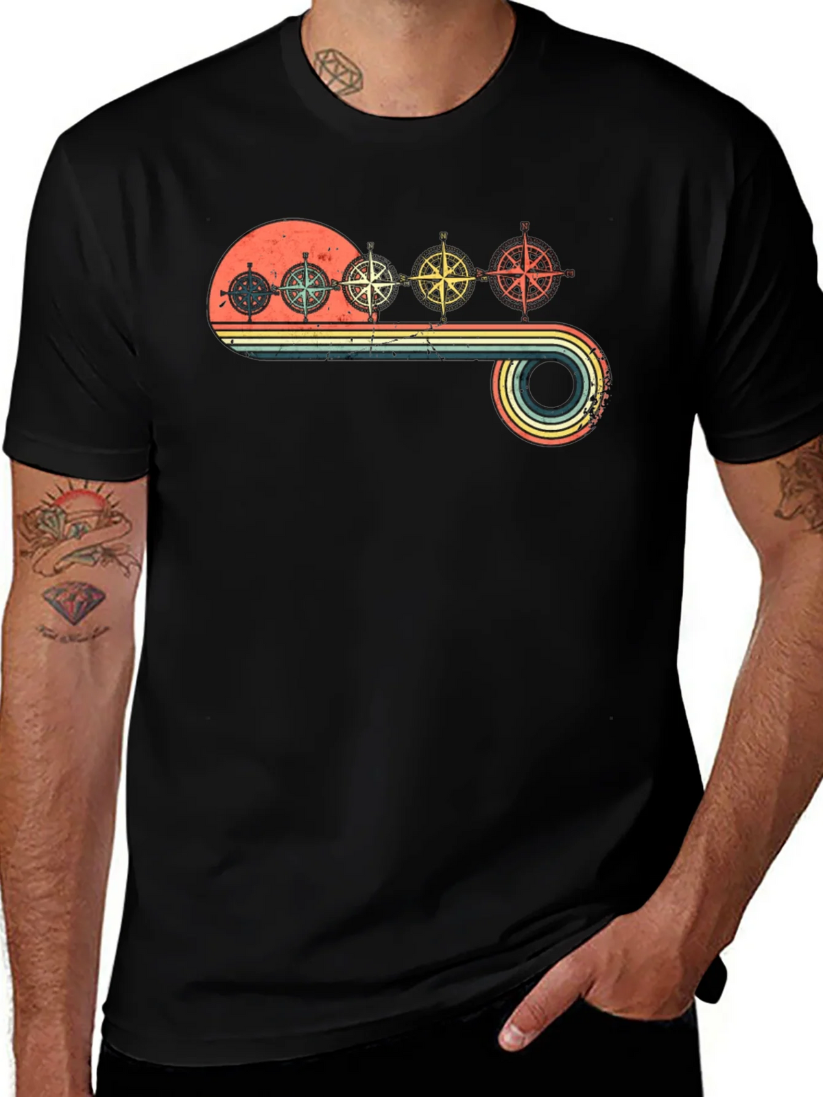 Vintage Compass T-Shirt - Retro Nautical Design product image 1