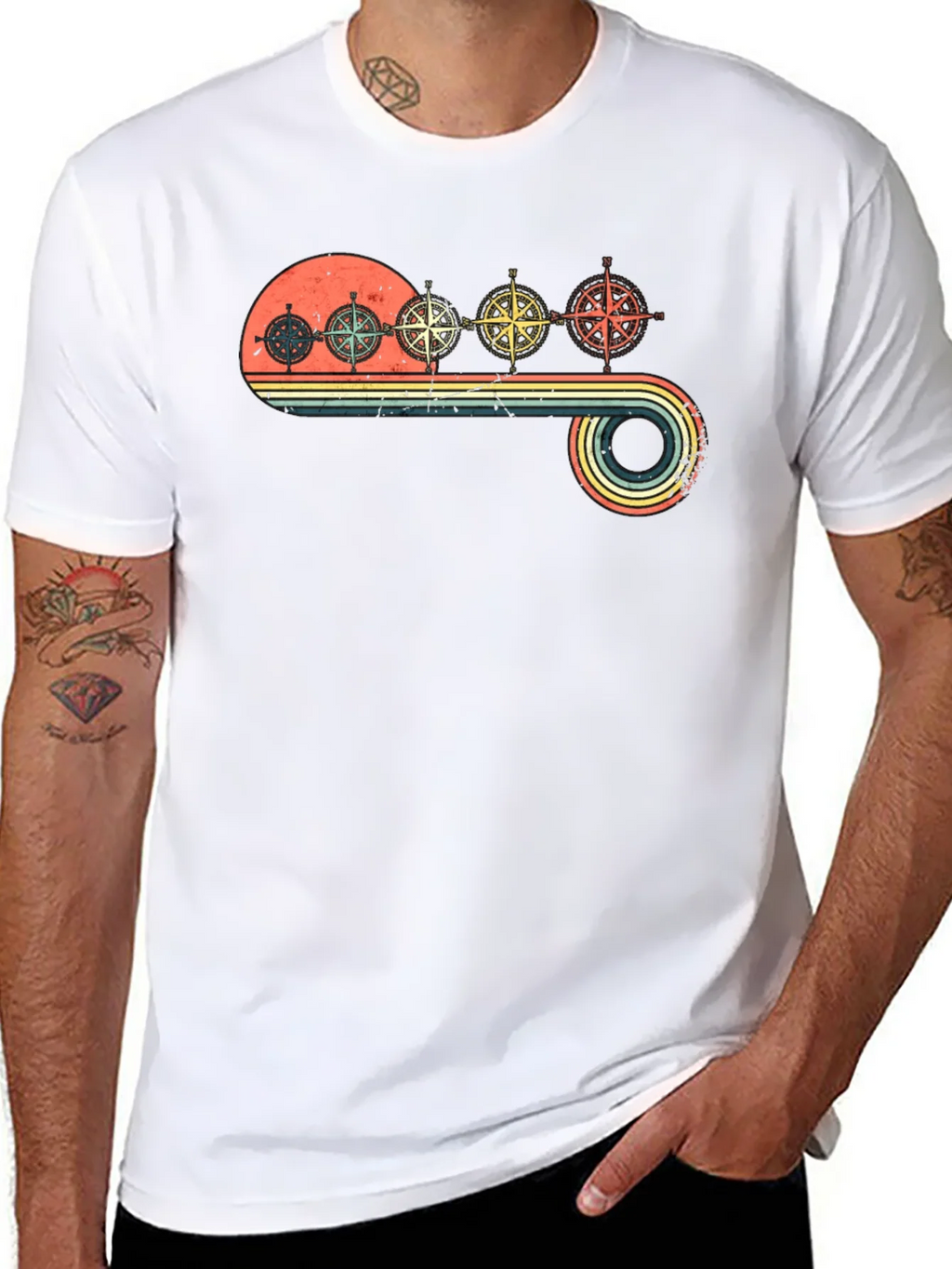 Vintage Compass T-Shirt - Retro Nautical Design product image 7