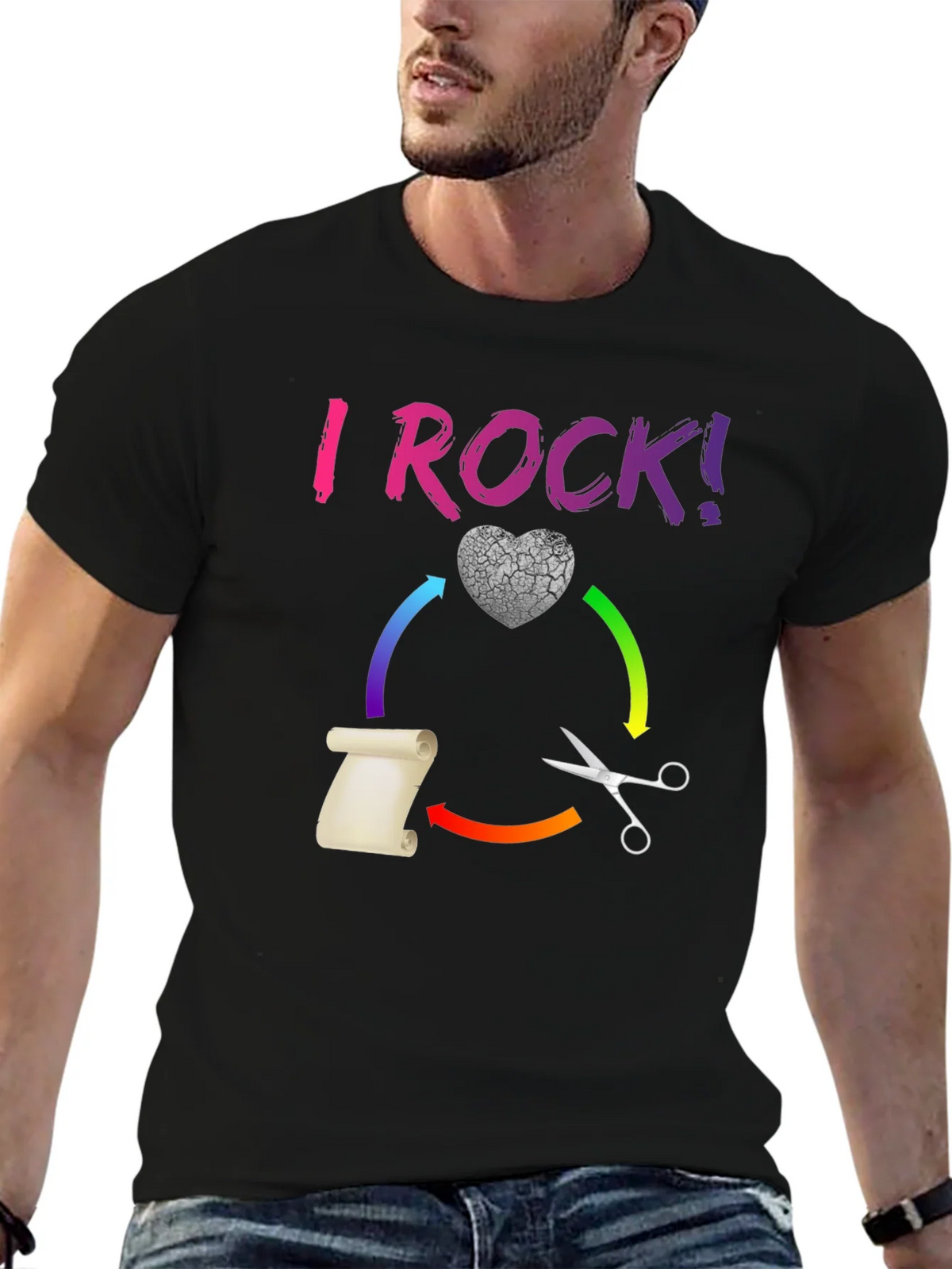 I ROCK! Paper Scissors Novelty T-Shirt product image 6