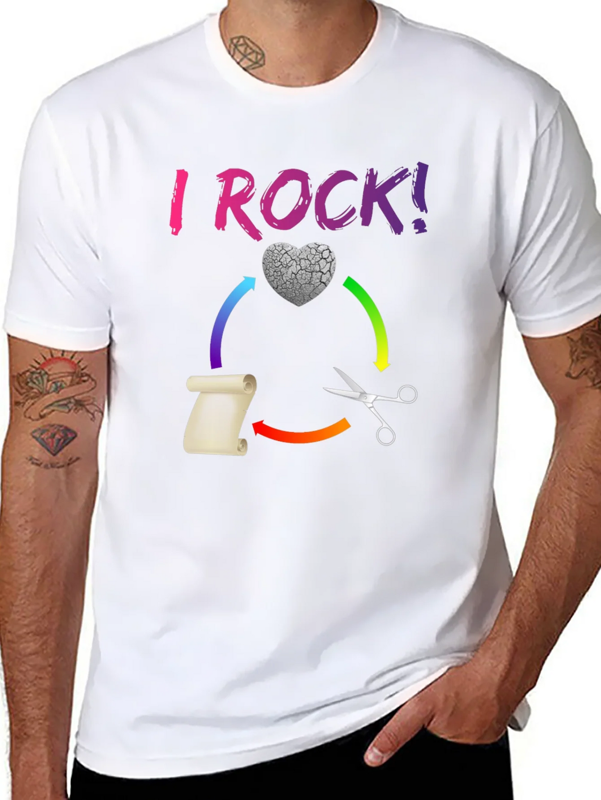 I ROCK! Paper Scissors Novelty T-Shirt product image 7
