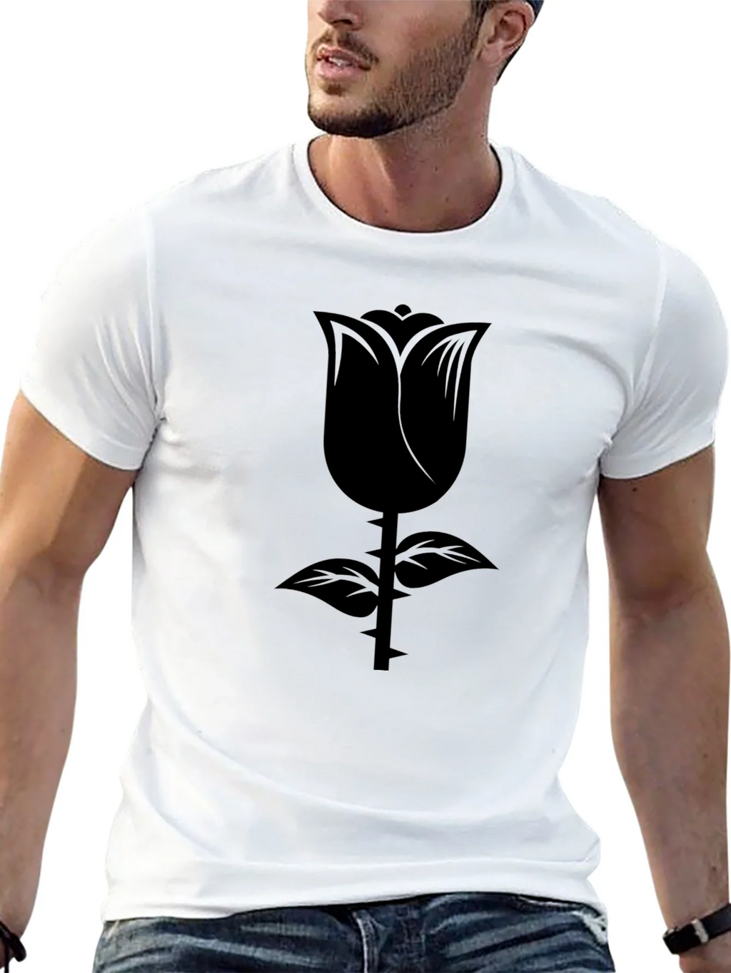 Mens Black Rose Graphic T-Shirt product image 3