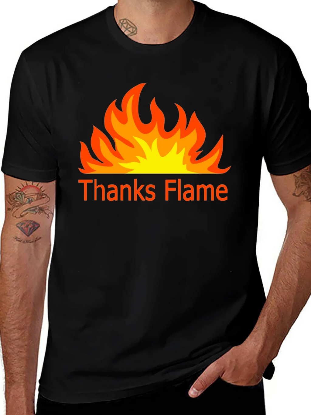 Thanks Flame Black T-Shirt product image 1