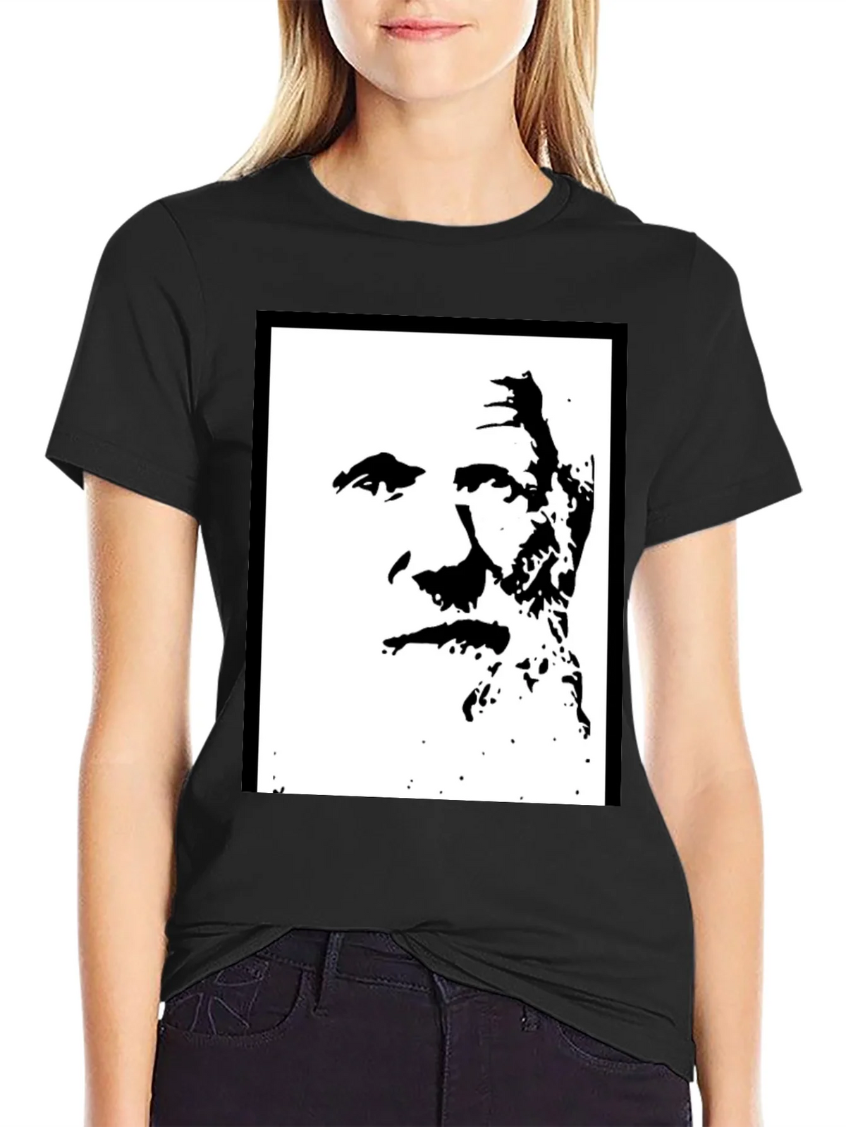 Bold Black Graphic Tee - Iconic Silhouette product image 2