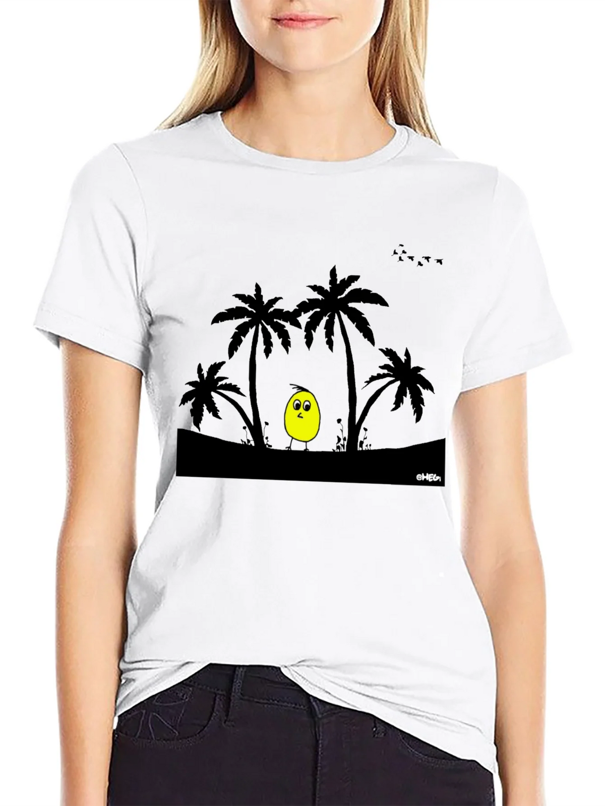 Tropical Chick Tee - Black Cotton T-Shirt product image 2