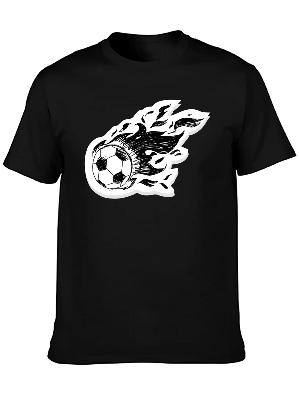 Flaming Soccer Ball Graphic Tee - Black Cotton Shirt product image 3