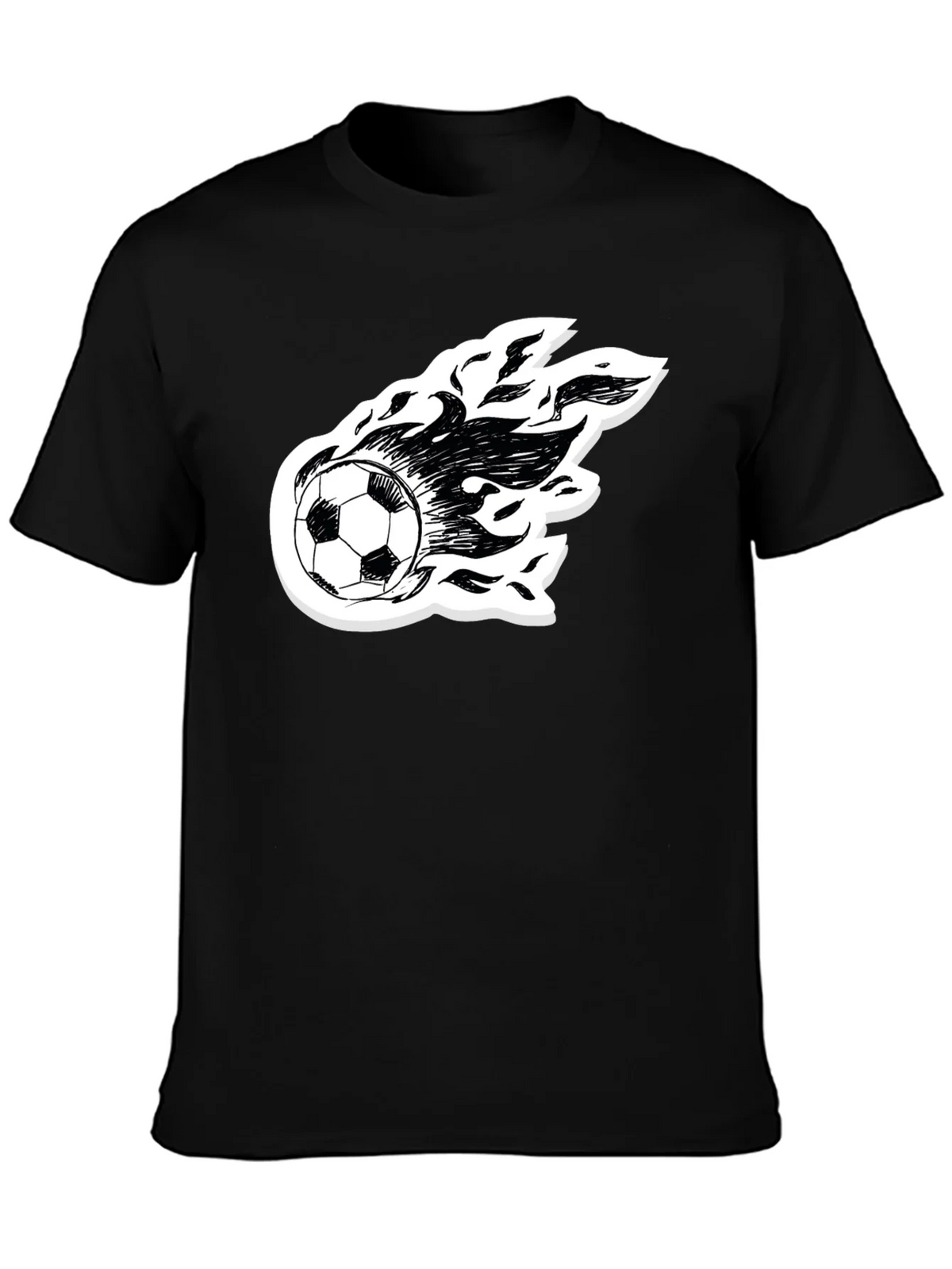 Flaming Soccer Ball Graphic Tee - Black Cotton Shirt product image 3