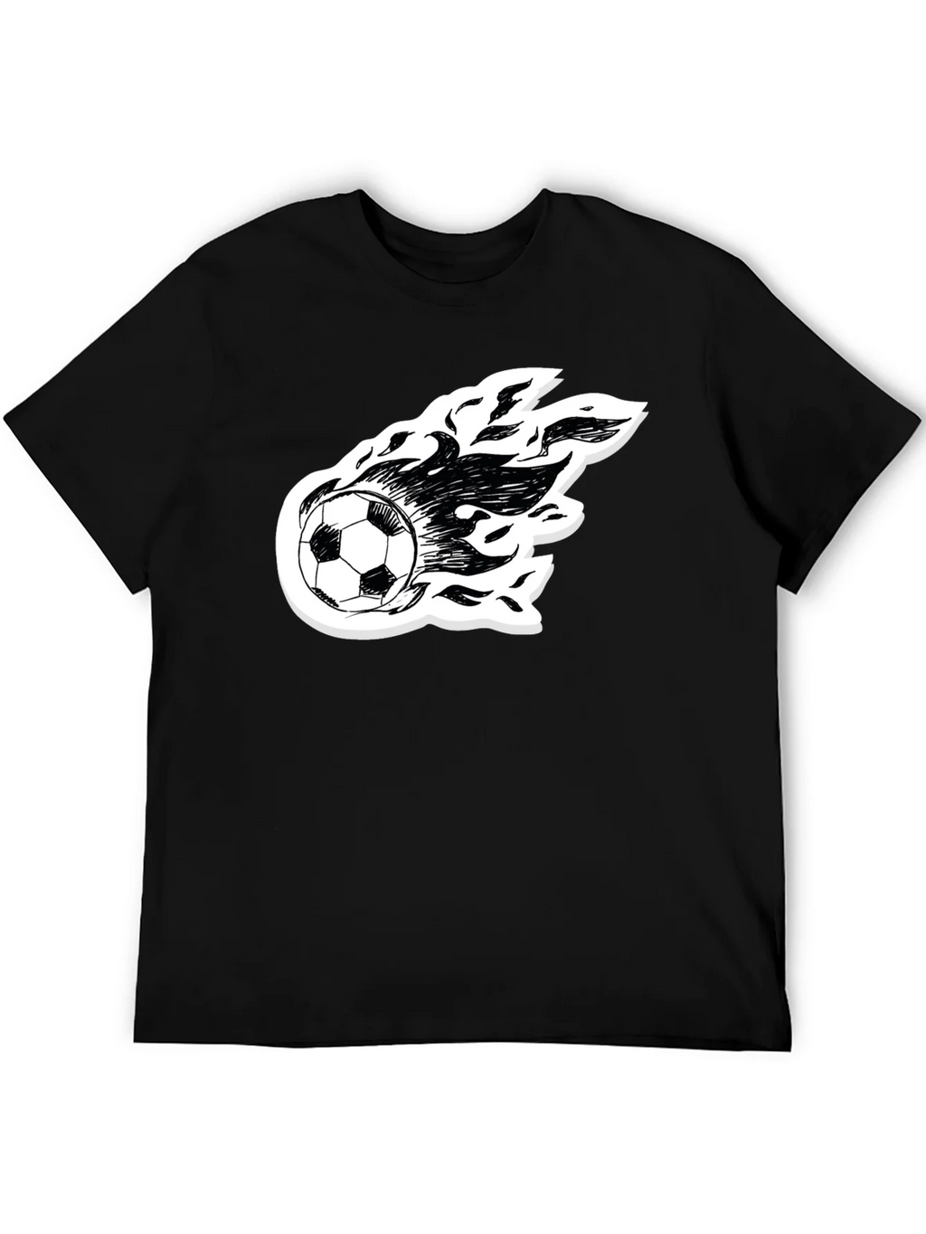 Flaming Soccer Ball Graphic Tee - Black Cotton Shirt product image 5