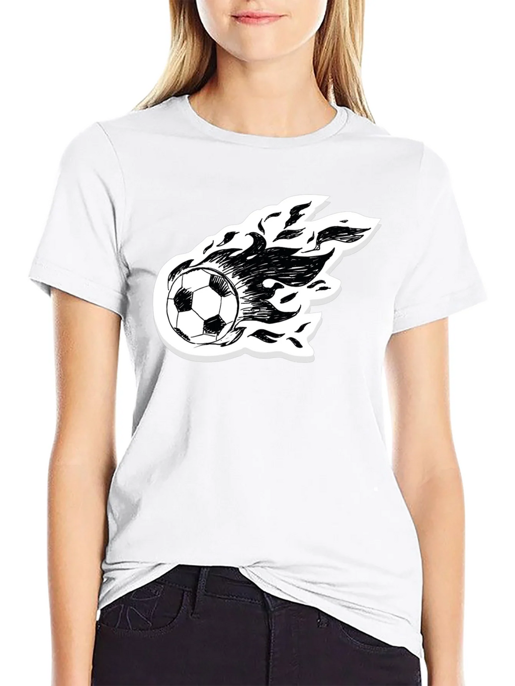 Flaming Soccer Ball Graphic Tee - Black Cotton Shirt product image 8