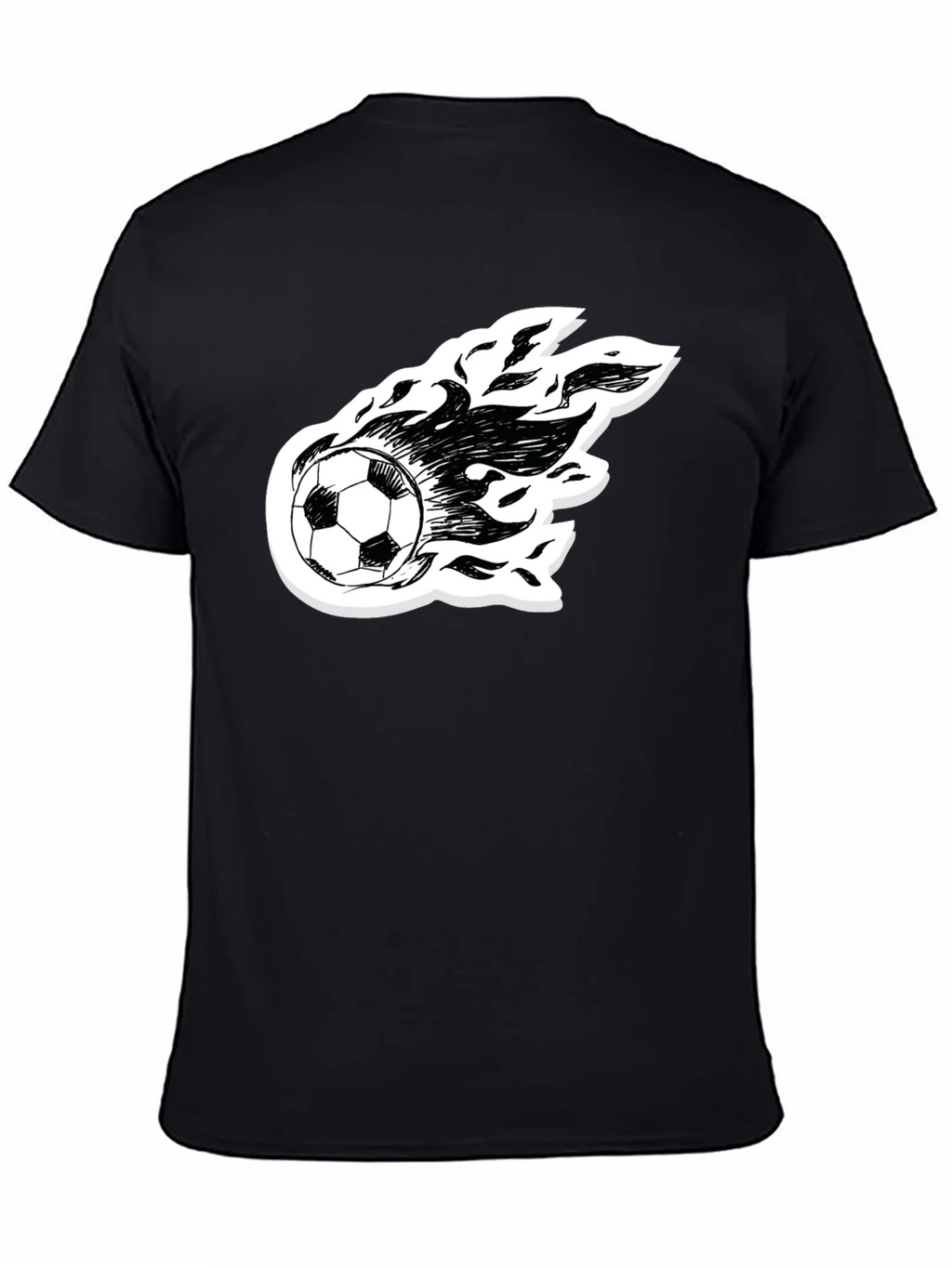 Flaming Soccer Ball Graphic Tee - Black Cotton Shirt product image 4