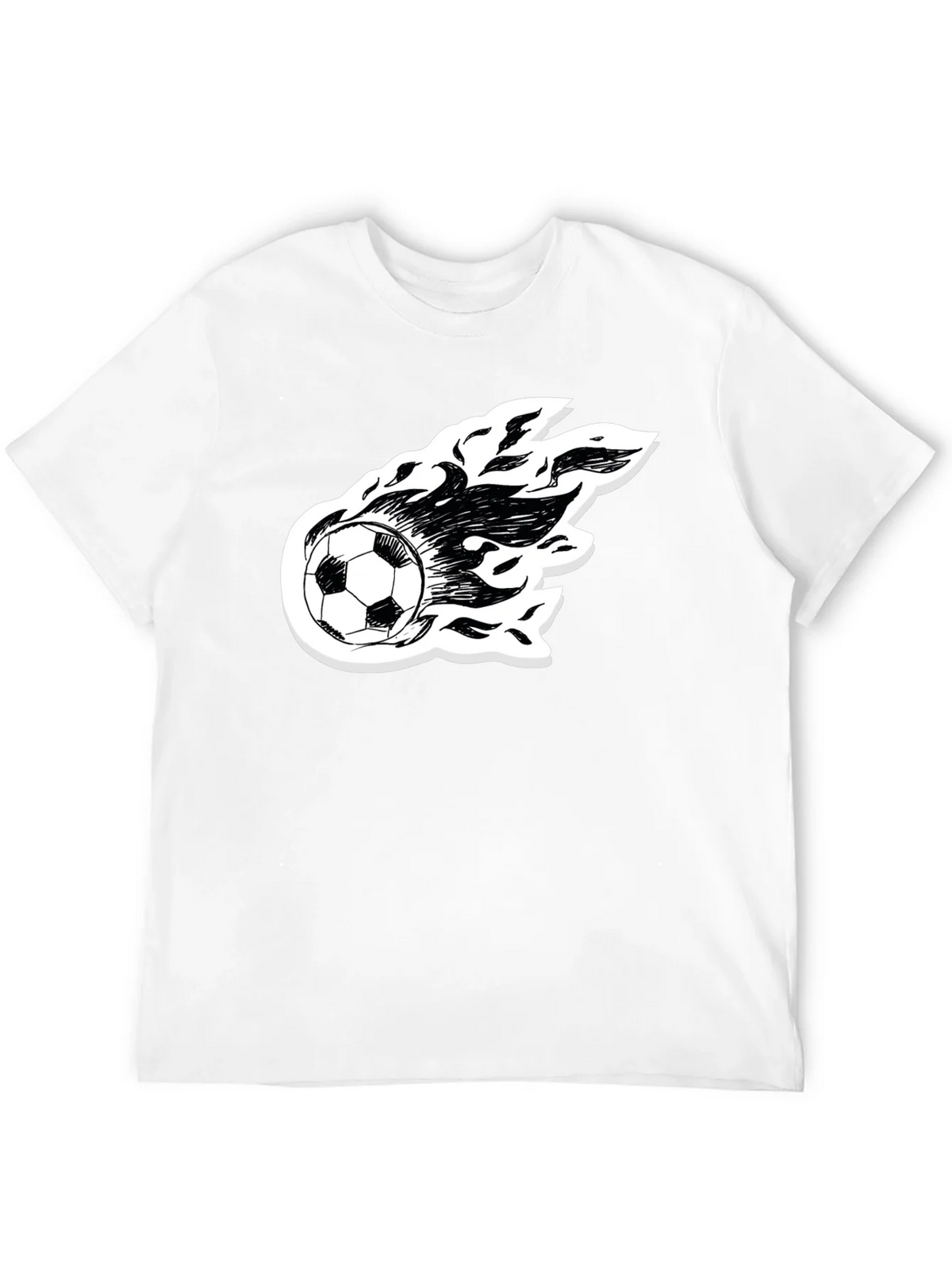 Flaming Soccer Ball Graphic Tee - Black Cotton Shirt product image 11