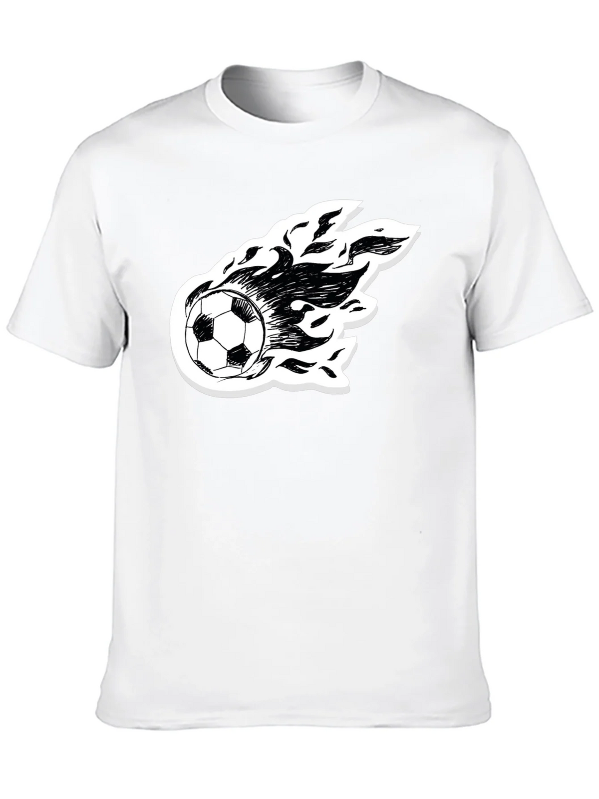 Flaming Soccer Ball Graphic Tee - Black Cotton Shirt product image 9