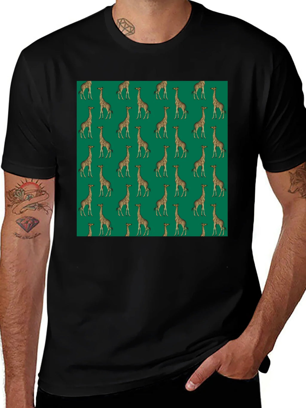 Giraffe Print Black T-Shirt product image 1