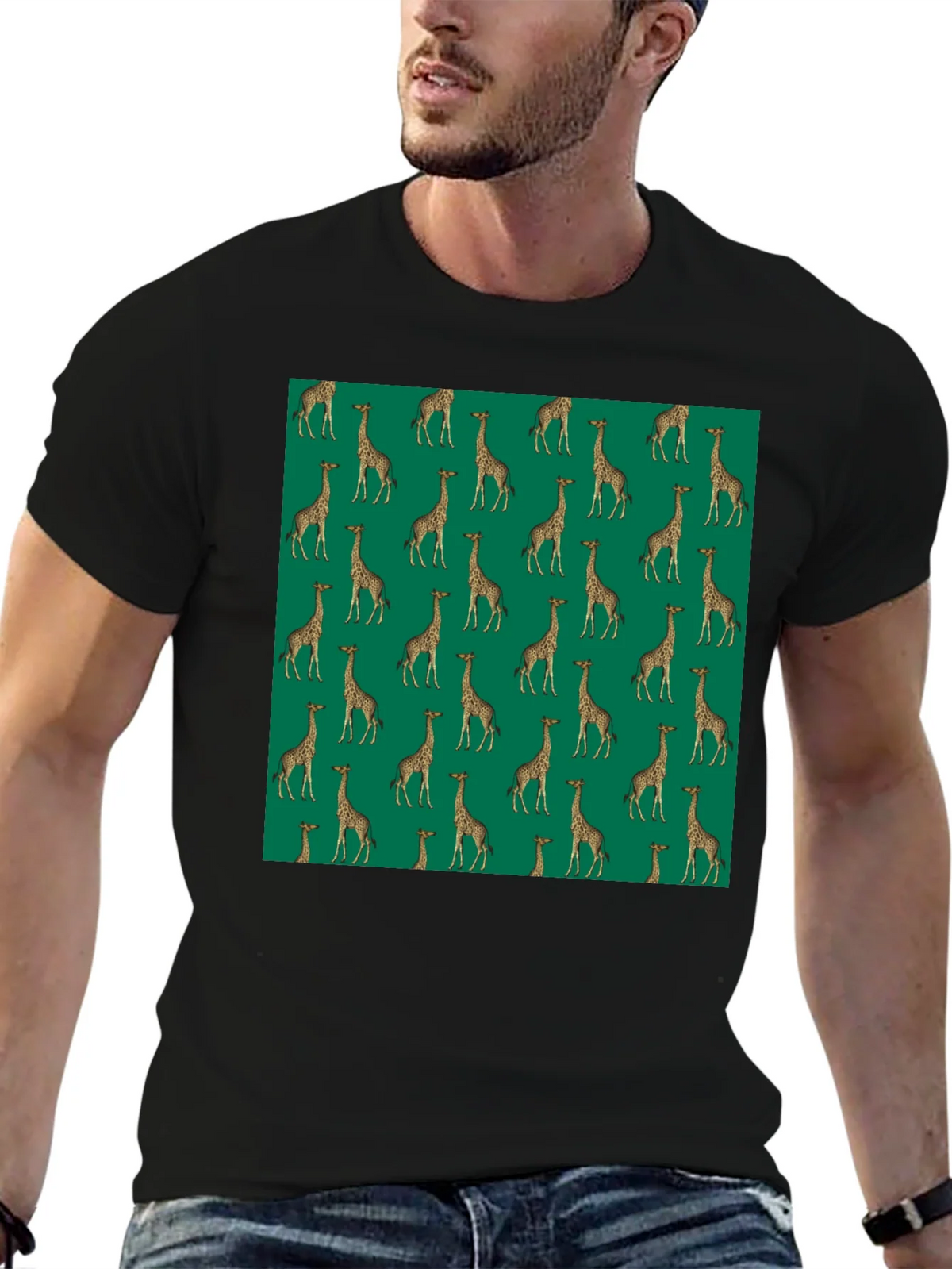 Giraffe Print Black T-Shirt product image 6