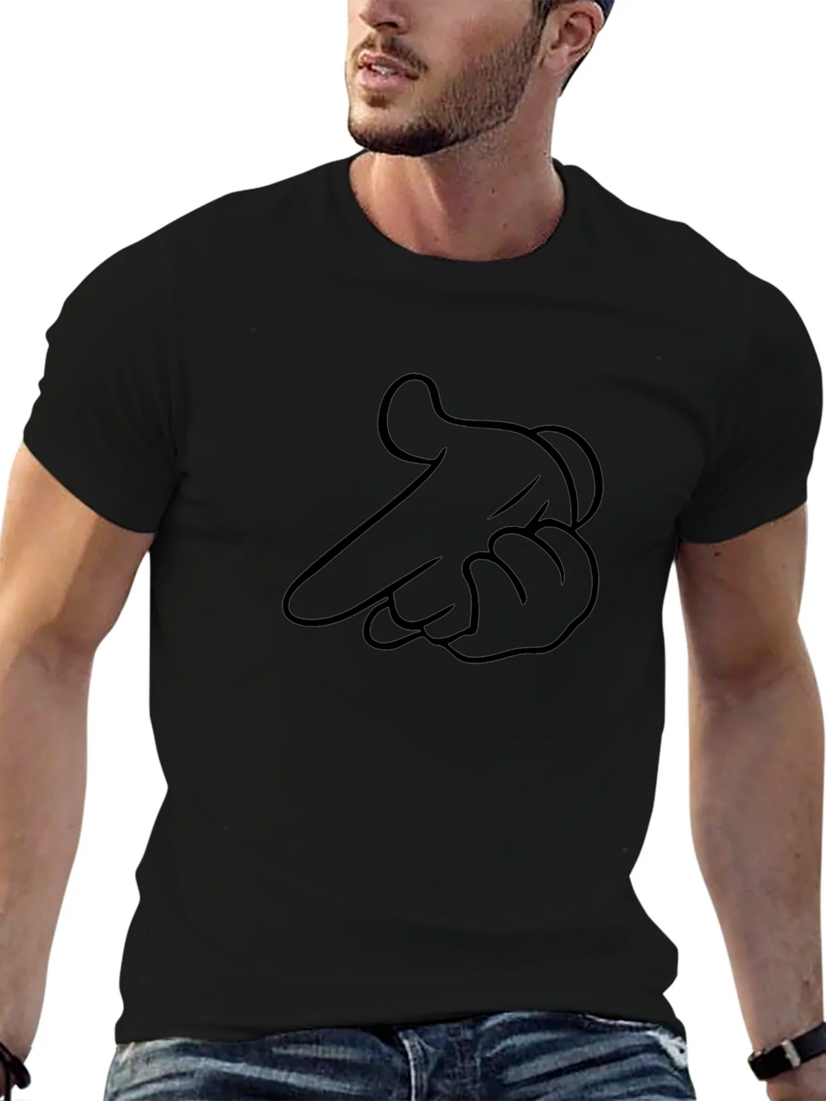 Pointing Finger Graphic Black T-Shirt product image 6