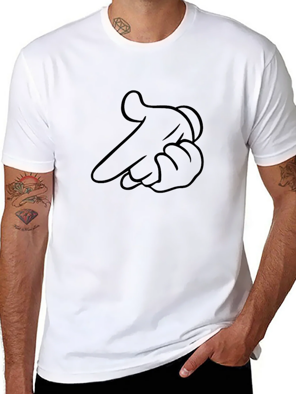 Pointing Finger Graphic Black T-Shirt product image 7