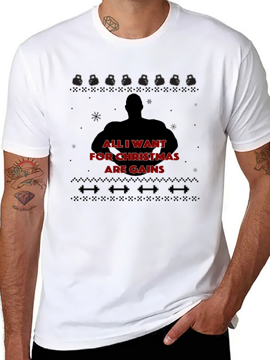 Christmas Gains T-Shirt - Gym Workout Fitness Tee product image 2