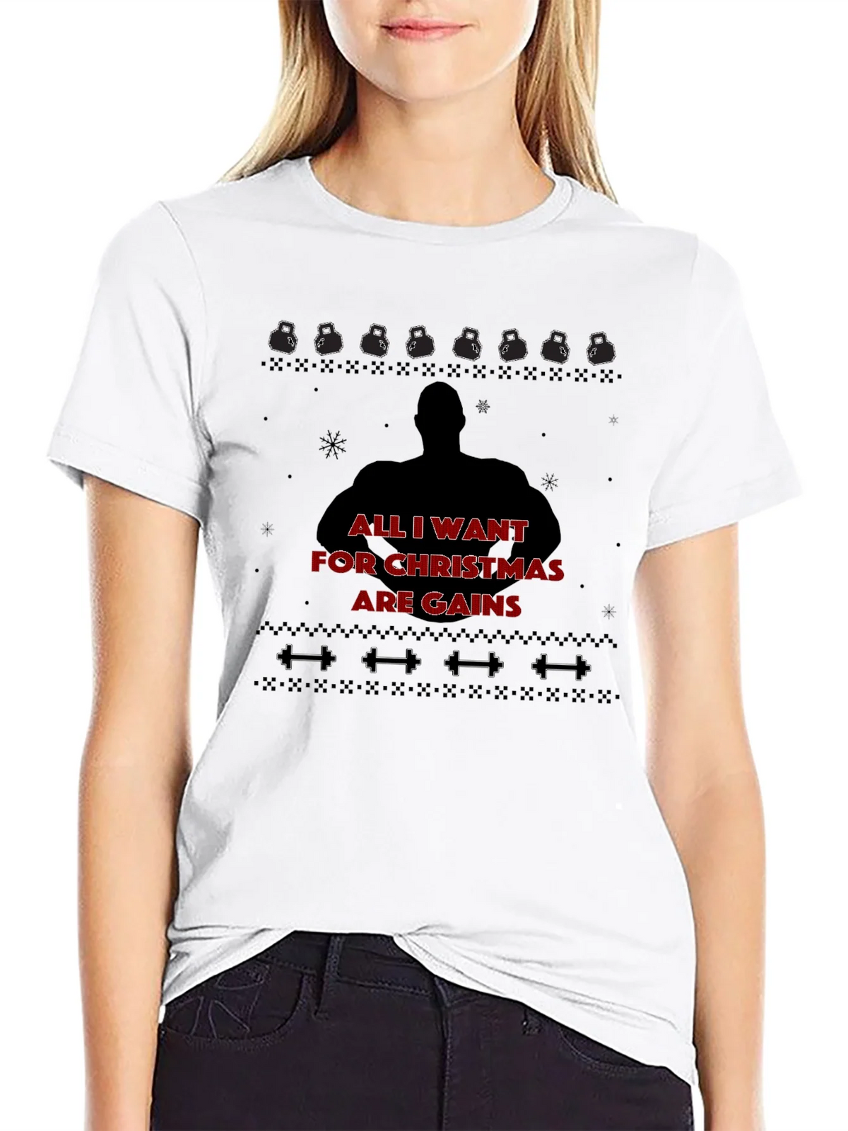 Christmas Gains T-Shirt - Gym Workout Fitness Tee product image 3