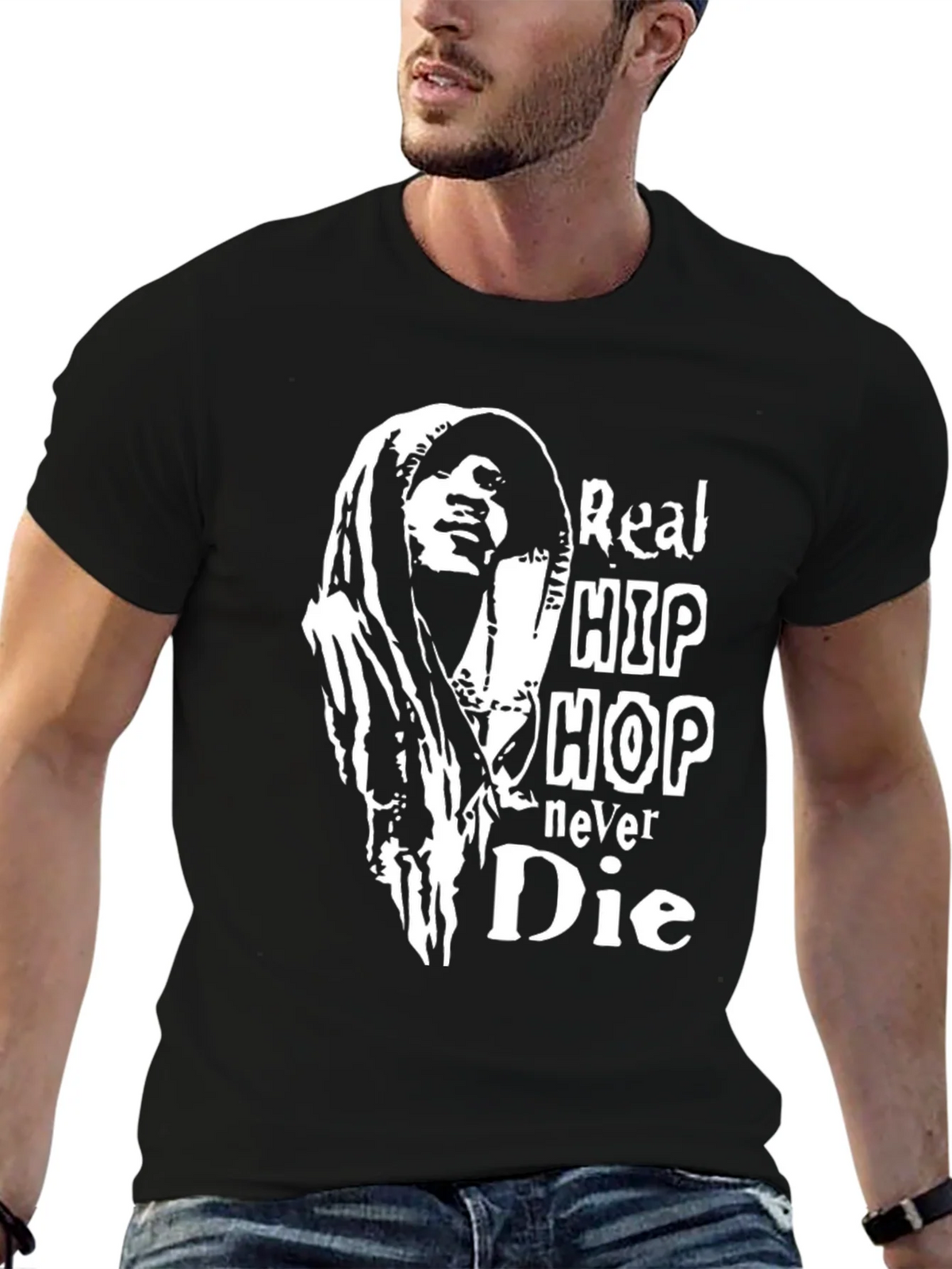 Real Hip Hop Never Die Black T-Shirt product image 4