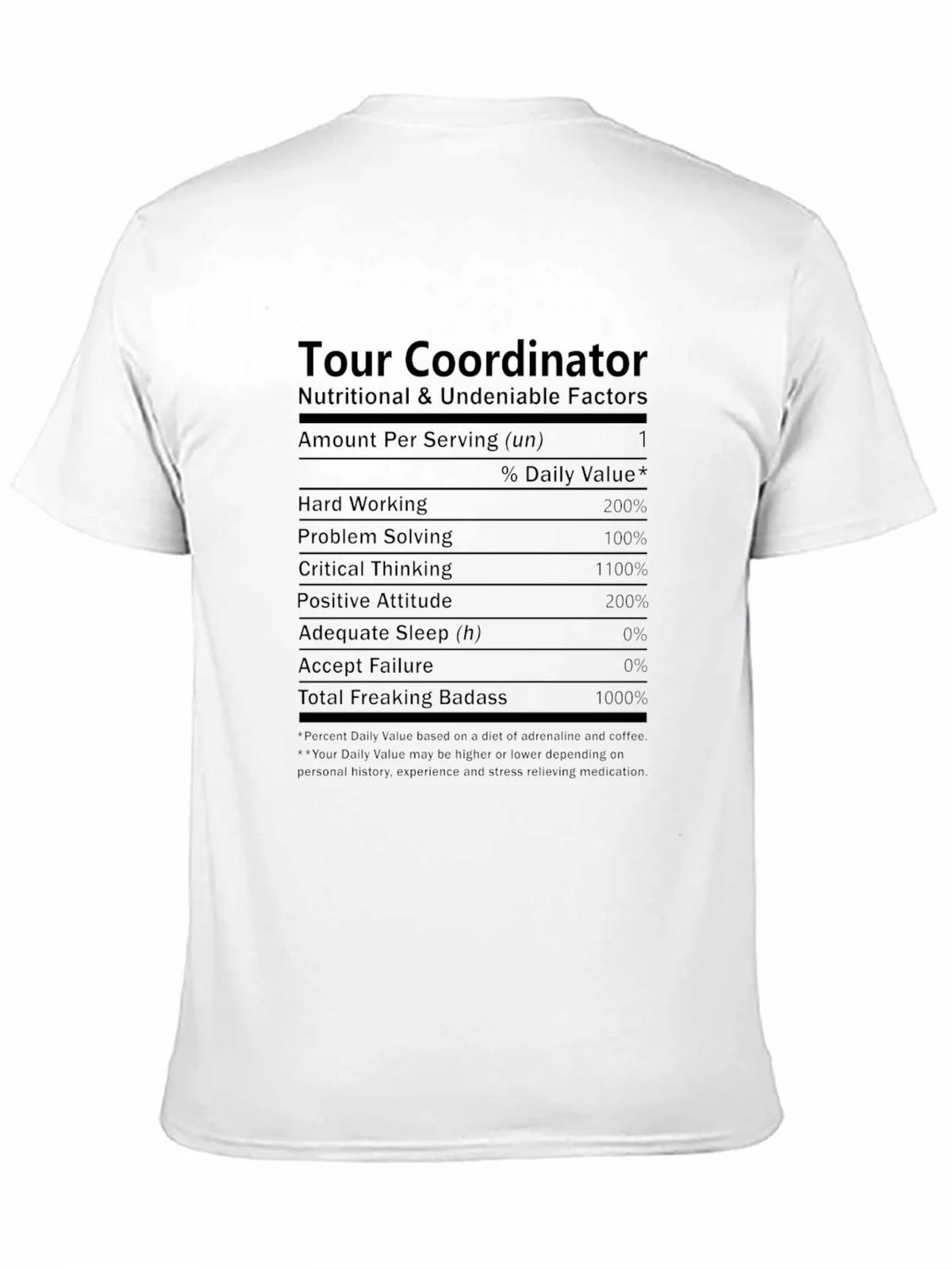 Tour Coordinator Nutrition Facts T-Shirt product image 10