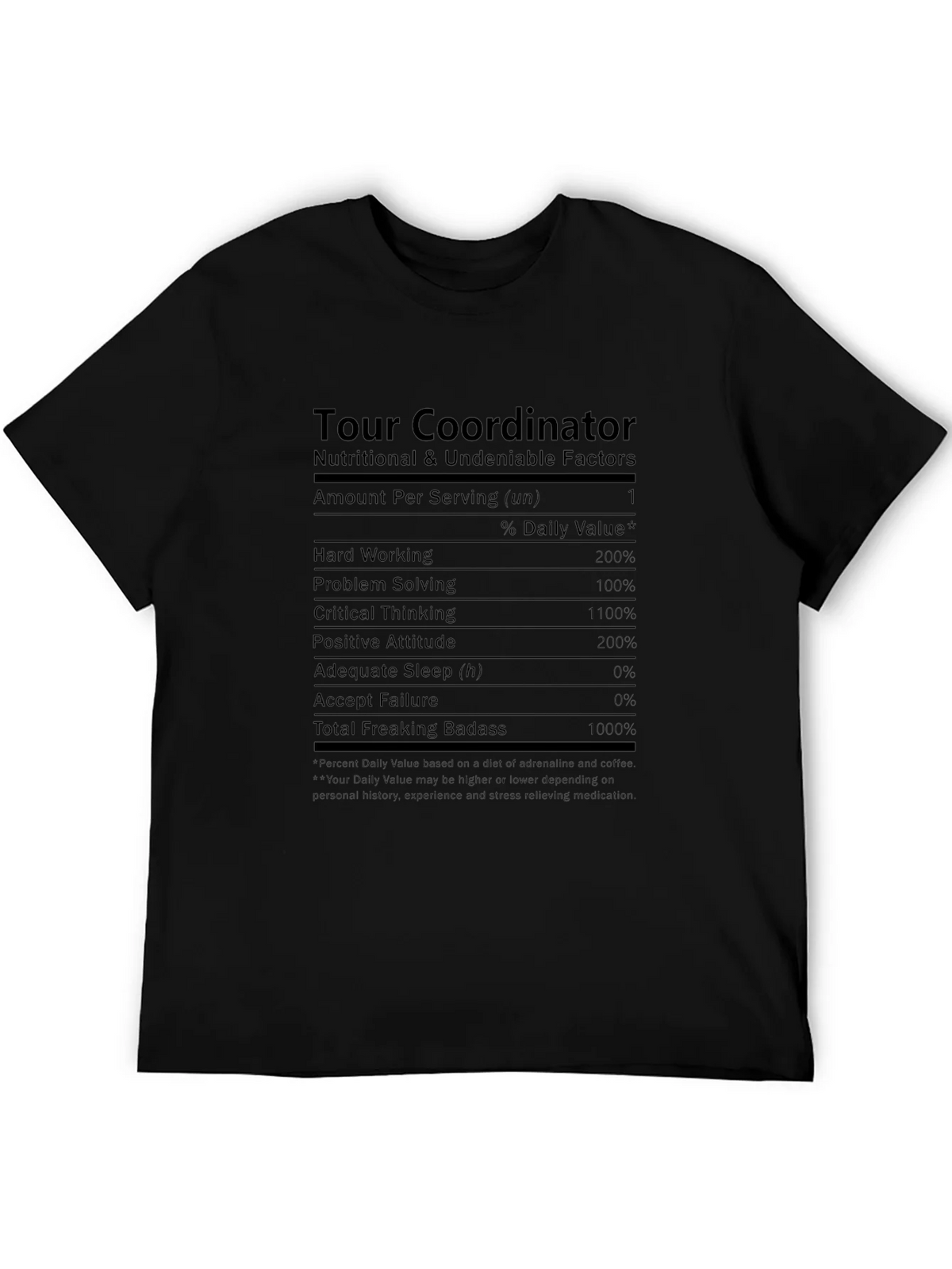 Tour Coordinator Nutrition Facts T-Shirt product image 5