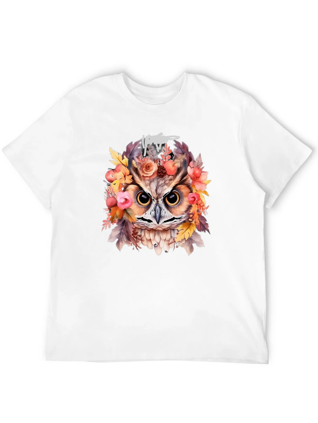 Floral Owl Graphic Print Black T-Shirt product image 11