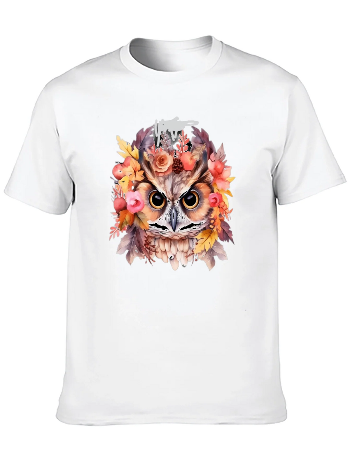 Floral Owl Graphic Print Black T-Shirt product image 9
