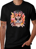 Floral Owl Graphic Print Black T-Shirt product image 1