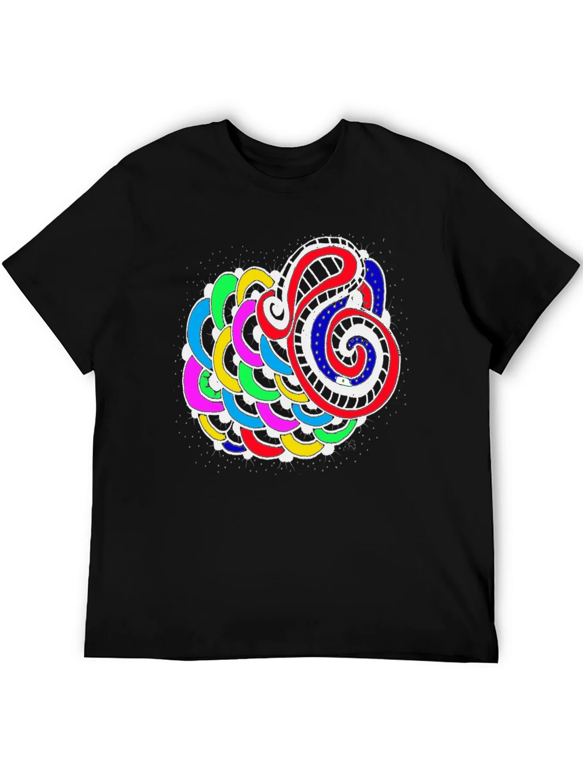 Abstract Colorful Graphic Print Black Tee product image 5