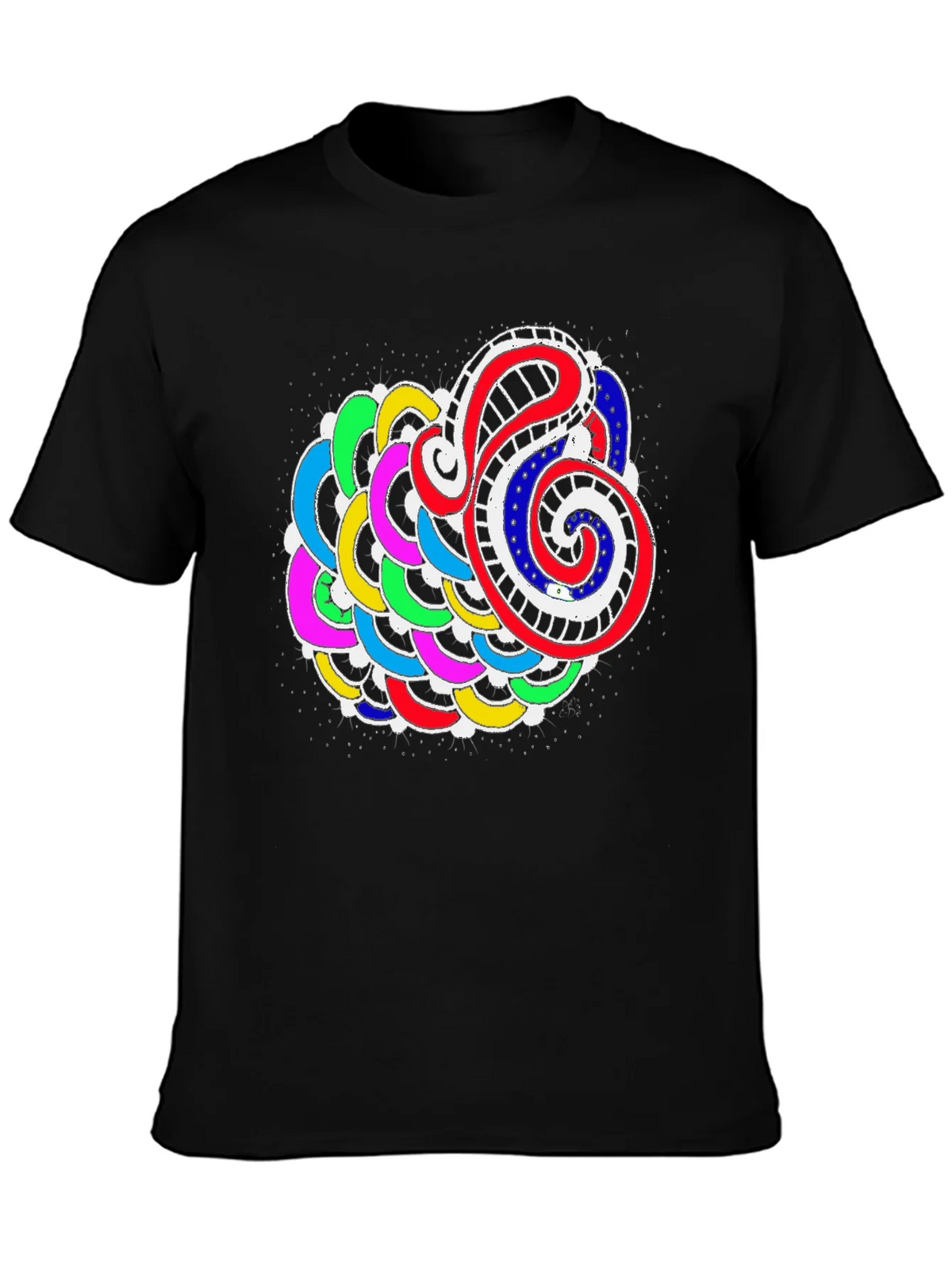 Abstract Colorful Graphic Print Black Tee product image 3