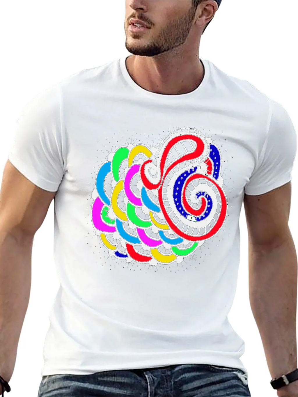 Abstract Colorful Graphic Print Black Tee product image 12