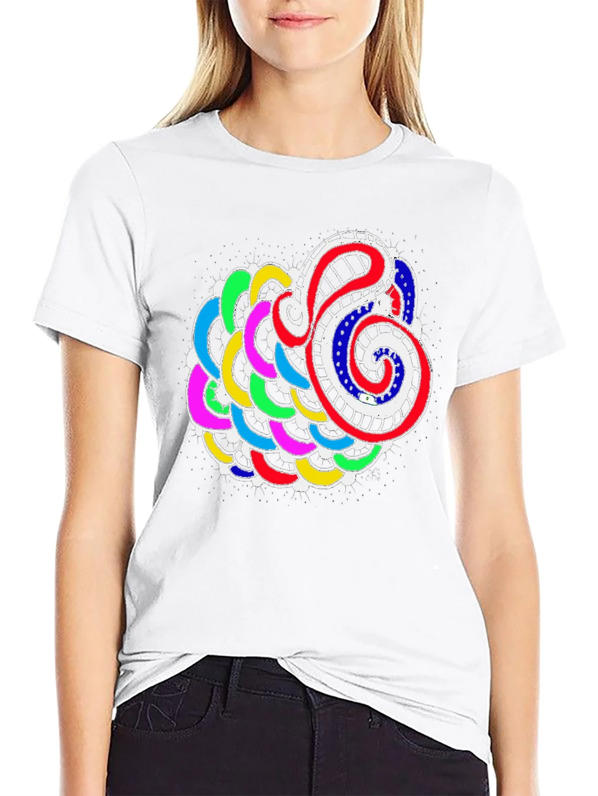 Abstract Colorful Graphic Print Black Tee product image 8