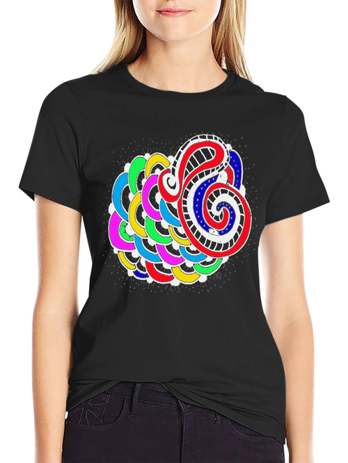 Abstract Colorful Graphic Print Black Tee product image 2