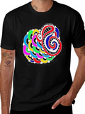 Abstract Colorful Graphic Print Black Tee product image 1