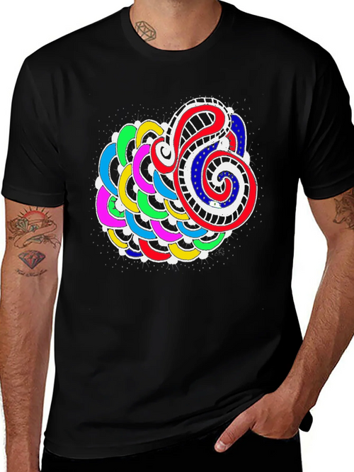 Abstract Colorful Graphic Print Black Tee product image 1