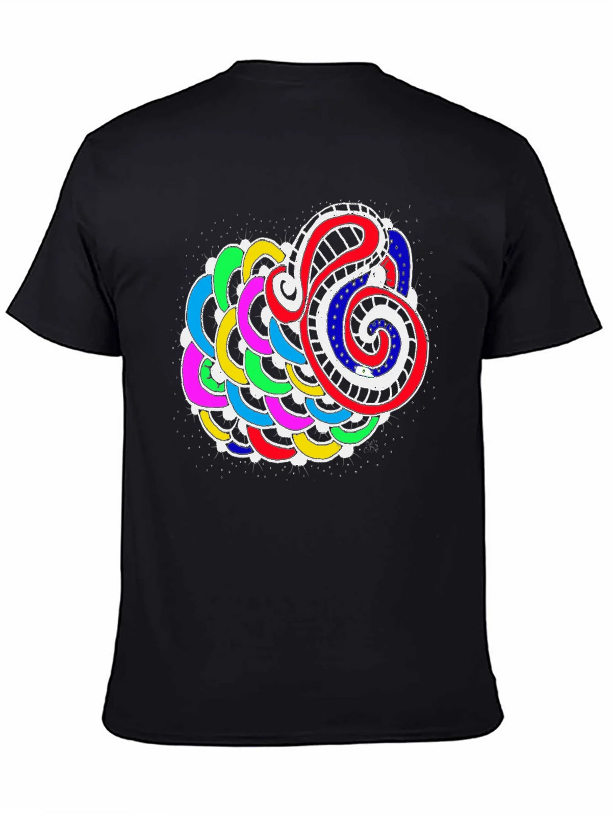 Abstract Colorful Graphic Print Black Tee product image 4