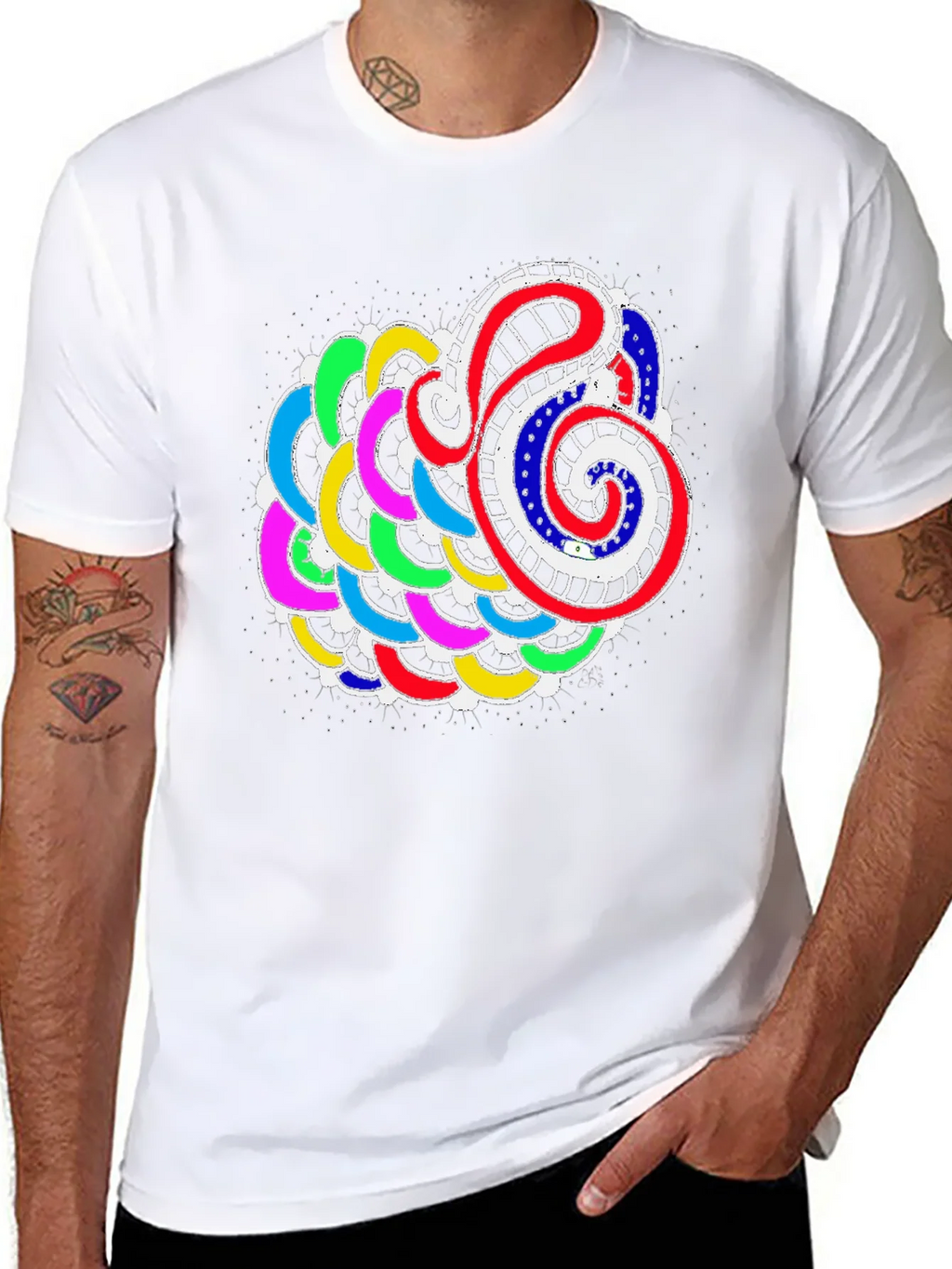Abstract Colorful Graphic Print Black Tee product image 7