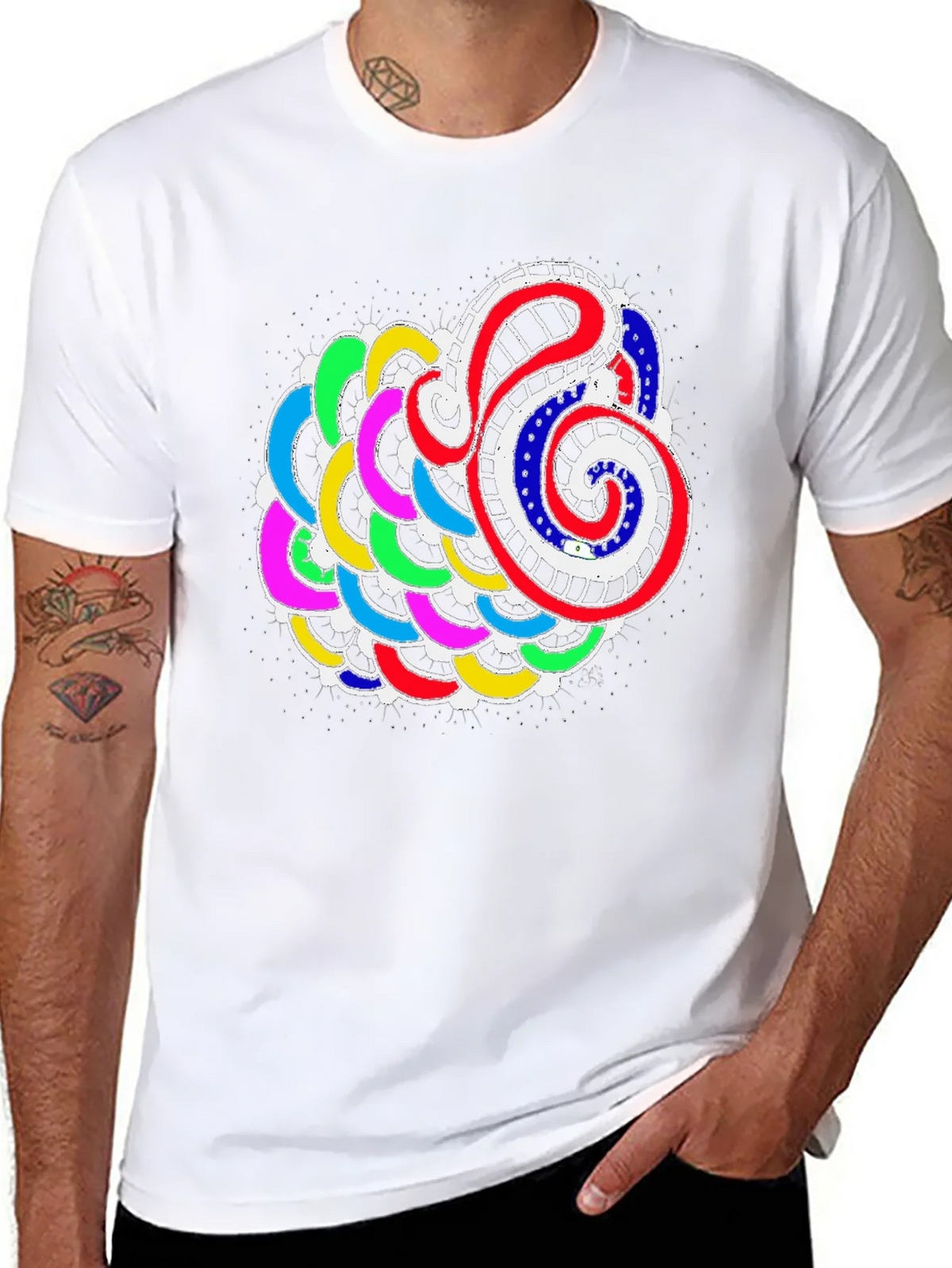 Abstract Colorful Graphic Print Black Tee product image 7