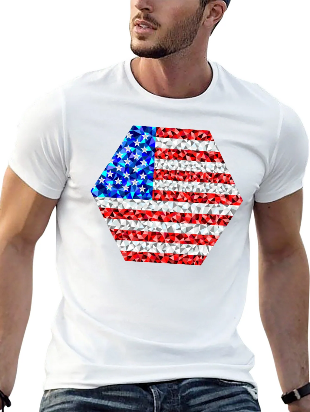 American Flag Geometric Design T-Shirt product image 12