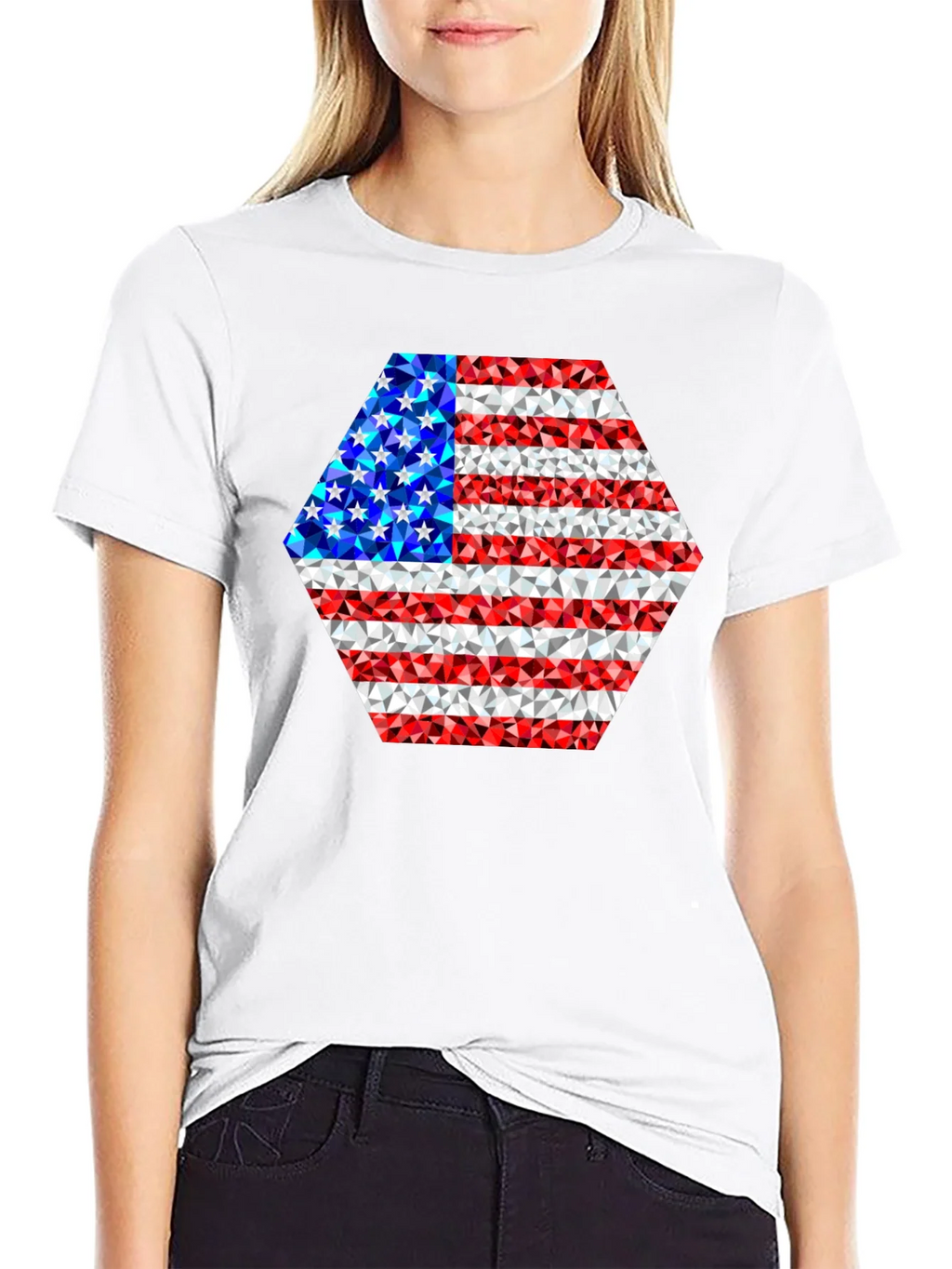 American Flag Geometric Design T-Shirt product image 8