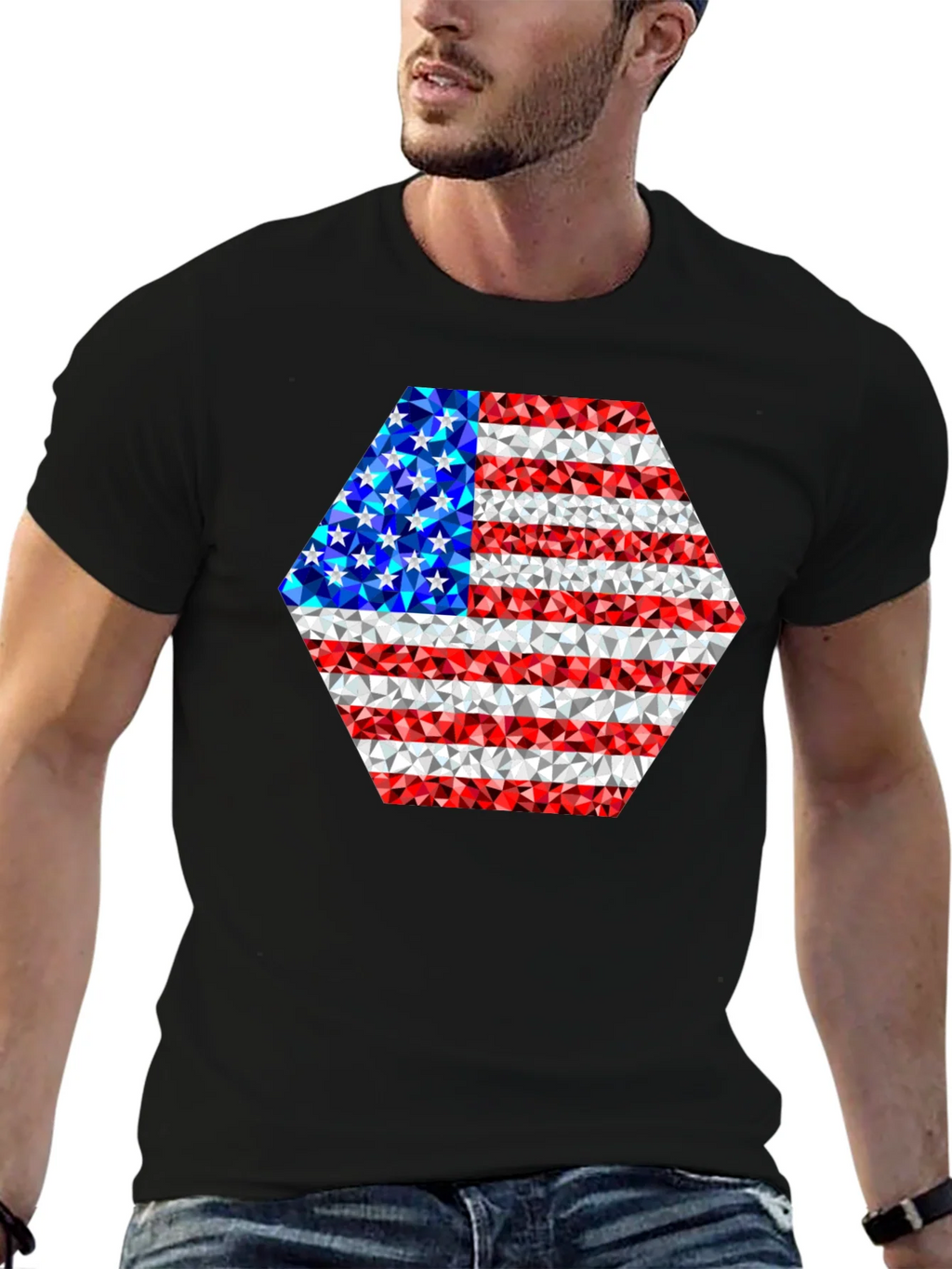 American Flag Geometric Design T-Shirt product image 6