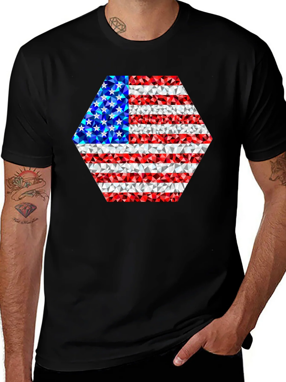 American Flag Geometric Design T-Shirt product image 1