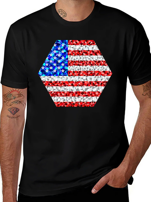 American Flag Geometric Design T-Shirt product image 1