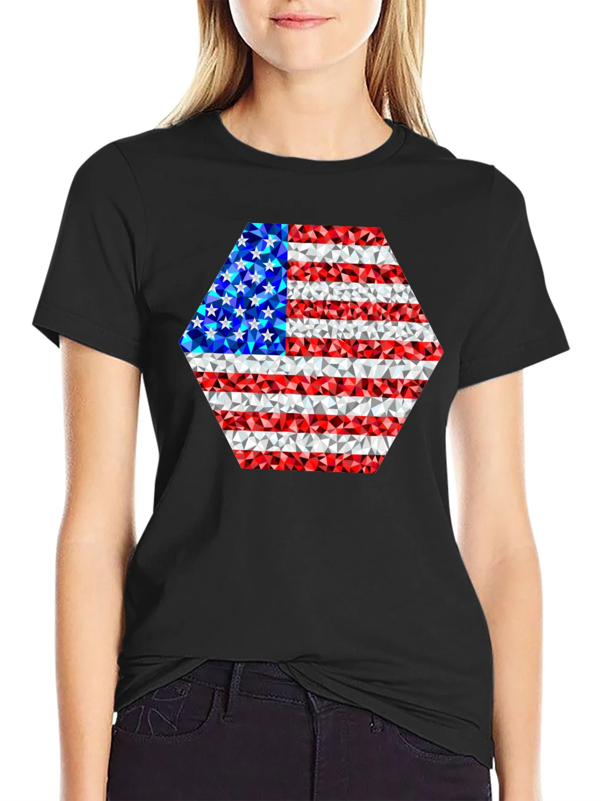 American Flag Geometric Design T-Shirt product image 2