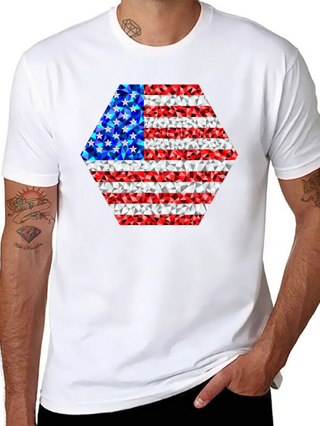 American Flag Geometric Design T-Shirt product image 7