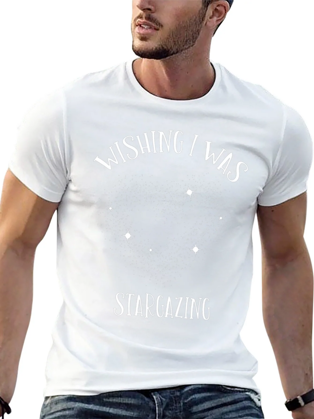 Wishing I Was Stargazing Black Graphic T-Shirt product image 2