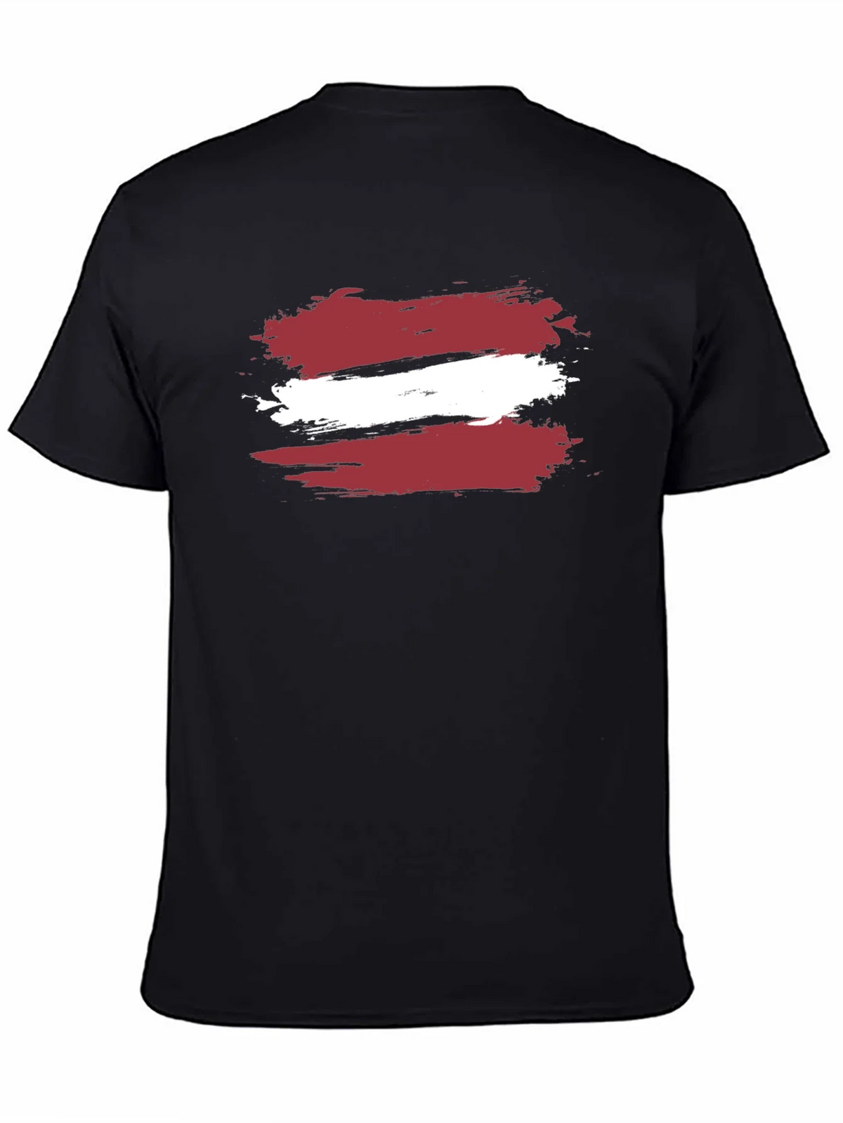 Latvia Flag Brushstroke T-Shirt - Black Casual Style product image 4