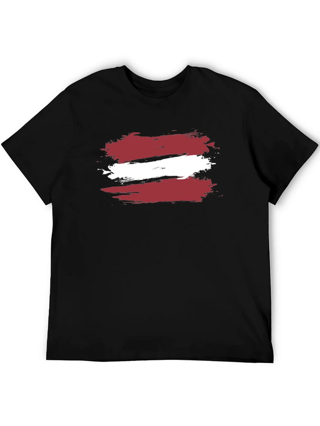 Latvia Flag Brushstroke T-Shirt - Black Casual Style product image 5