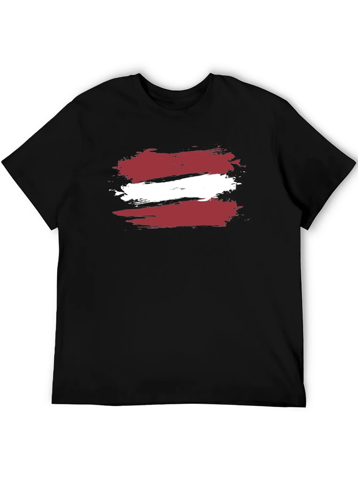 Latvia Flag Brushstroke T-Shirt - Black Casual Style product image 5